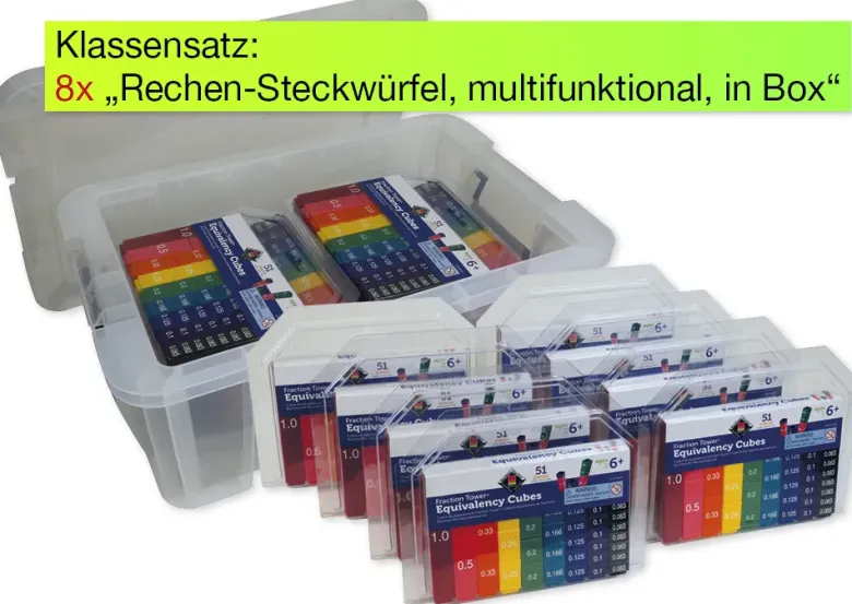 Klassensatz Rechen-Steckwürfel "Multifunktional", 8-tlg. in Stapel-Box