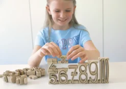 Klassensatz Stapel-Zahlen naturfarben, 8-tlg., in Stapel-Box