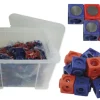 Klassensatz Steckwürfel rot/blau, 21-tlg., in Stapel-Box