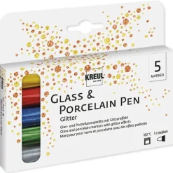 KREUL Porzellan-Stifte Glitter, Strichstärke 1-3 mm, 5 Stück