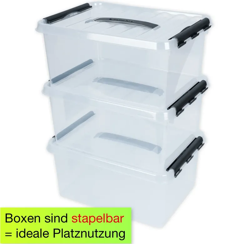 Kunststoff-Box stapelbar mit Tragegriff, transparent, 15 Liter