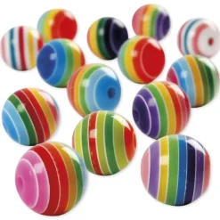 Kunststoff-Perlen gestreift, 12 mm ø, ca. 530 Stück