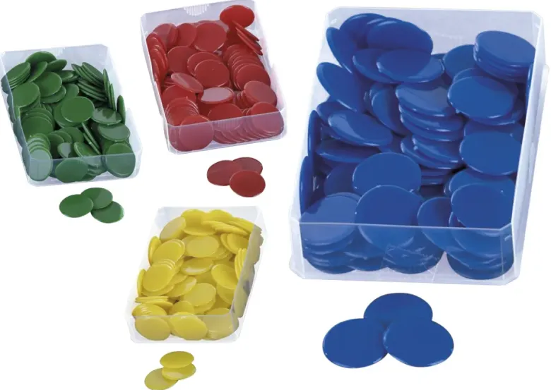 Kunststoff Plättchen vollfarbig, einfarbig, 100 Stück in Box
