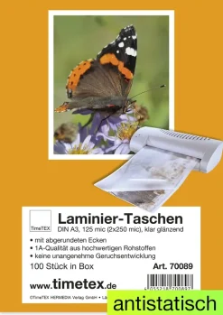 Laminier-Taschen A3 2x125 mic glänzend, 100 Stück