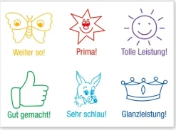 Lehrer-Stempel aus Holz "Ansporn", 6-tlg.