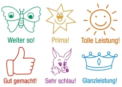 Lehrer-Stempel aus Holz "Ansporn", 6-tlg.