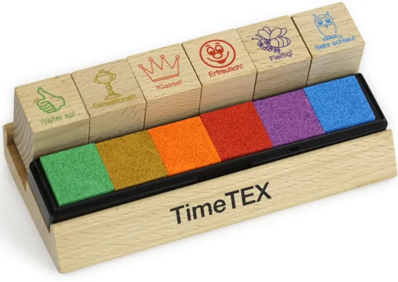 Lehrer-Stempel aus Holz "Motivation", 6-tlg.