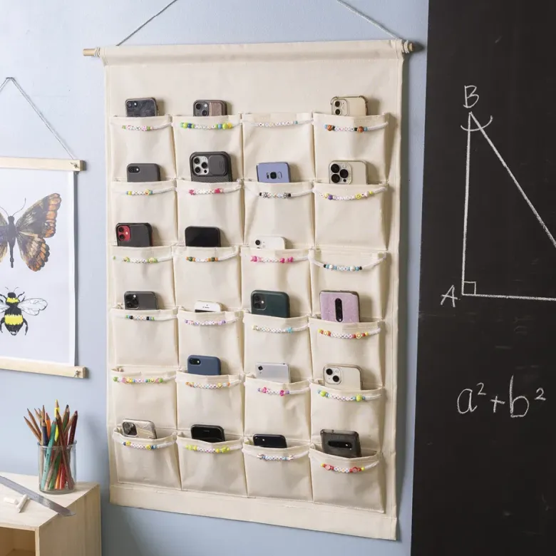 Material-Taschen-Vorhang aus Canvas, 24 Taschen, 93x60 cm