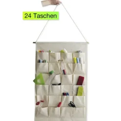 Material-Taschen-Vorhang aus Canvas, 24 Taschen, 93x60 cm