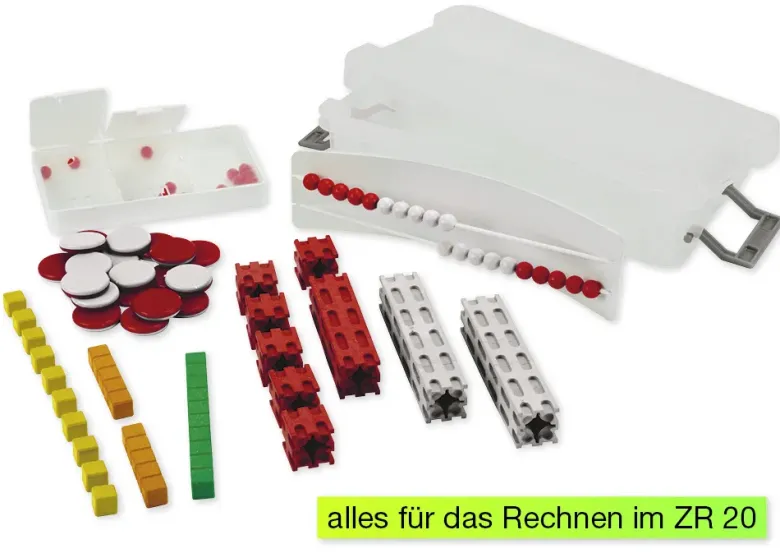 Mathe-Basis-Set Plus Zahlenraum bis 20, 58-tlg, in Box, rot/weiß
