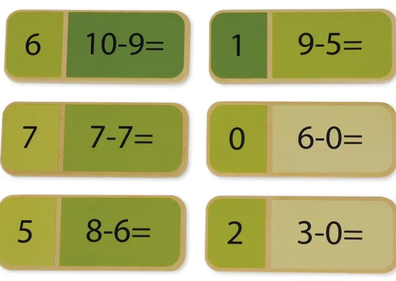 Mathematik-Domino "Subtraktionsaufgaben", 65-tlg. im Stoffbeutel