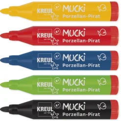 MUCKI Porzellan-Stifte kurz, Strichstärke 2-5 mm, 5 Stück