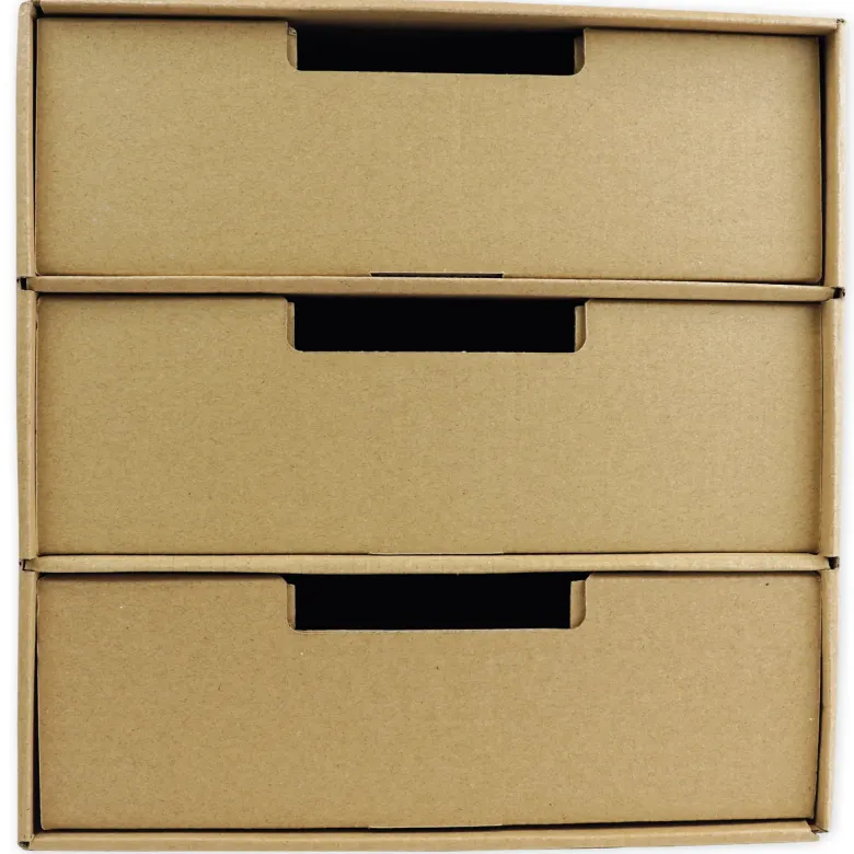 Natura-Schubladen-Box A4 mit 3 Schüben, aus Pappe