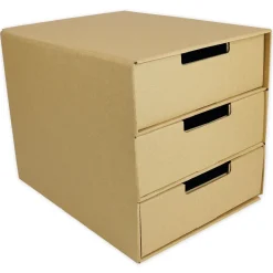 Natura-Schubladen-Box A4 mit 3 Schüben, aus Pappe
