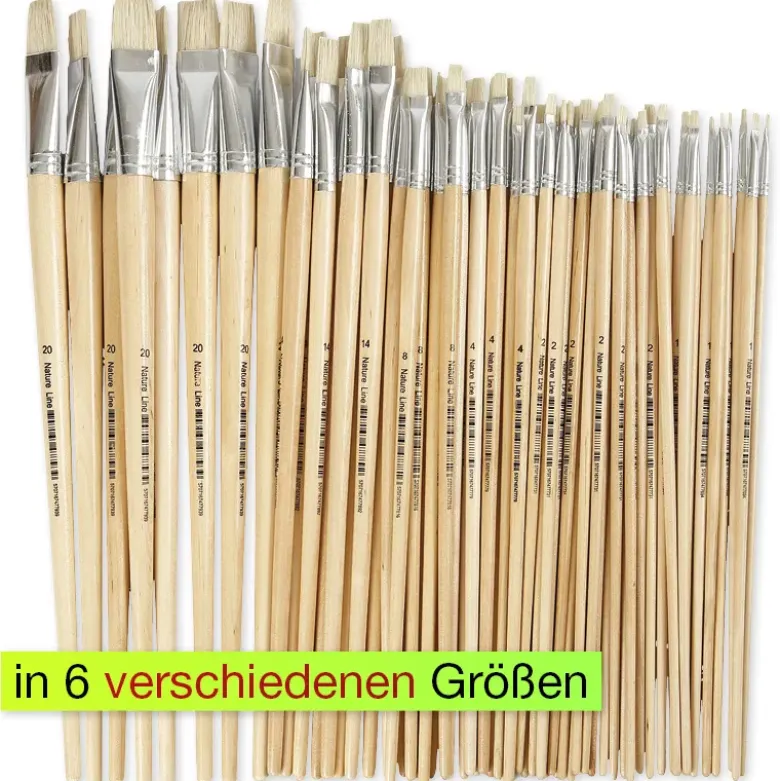 Naturhaar-Flachpinsel lang, 64-tlg.