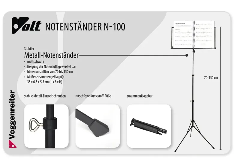 Notenständer, 70 - 150 cm Höhe