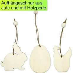 Osterschmuck aus Holz, 9-tlg.