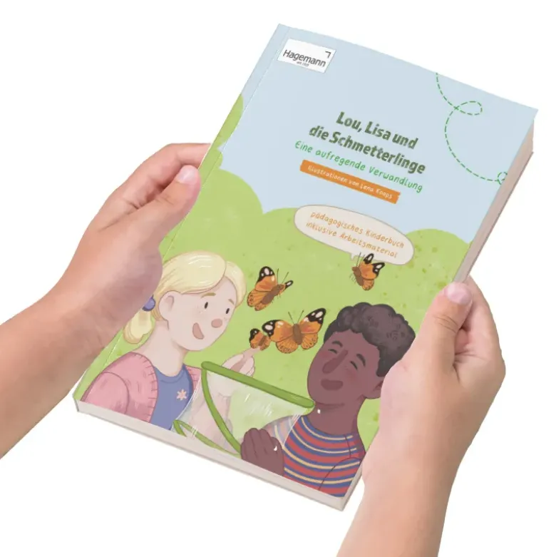 Pädagogisches Kinderbuch "Lou, Lisa und die Schmetterlinge – Eine aufregende Verwandlung", 56 Seiten