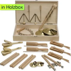 Percussion-Set, 18-tlg., in Holzbox
