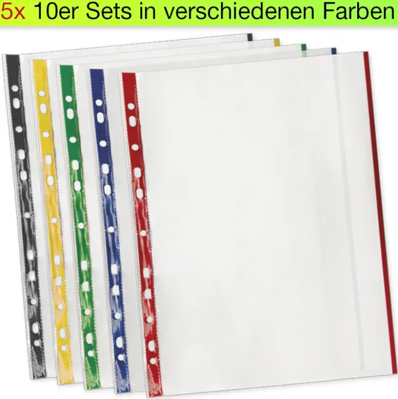 Prospekt-Hüllen A4 mit Duplex-Farbstreifen, 50 Stück