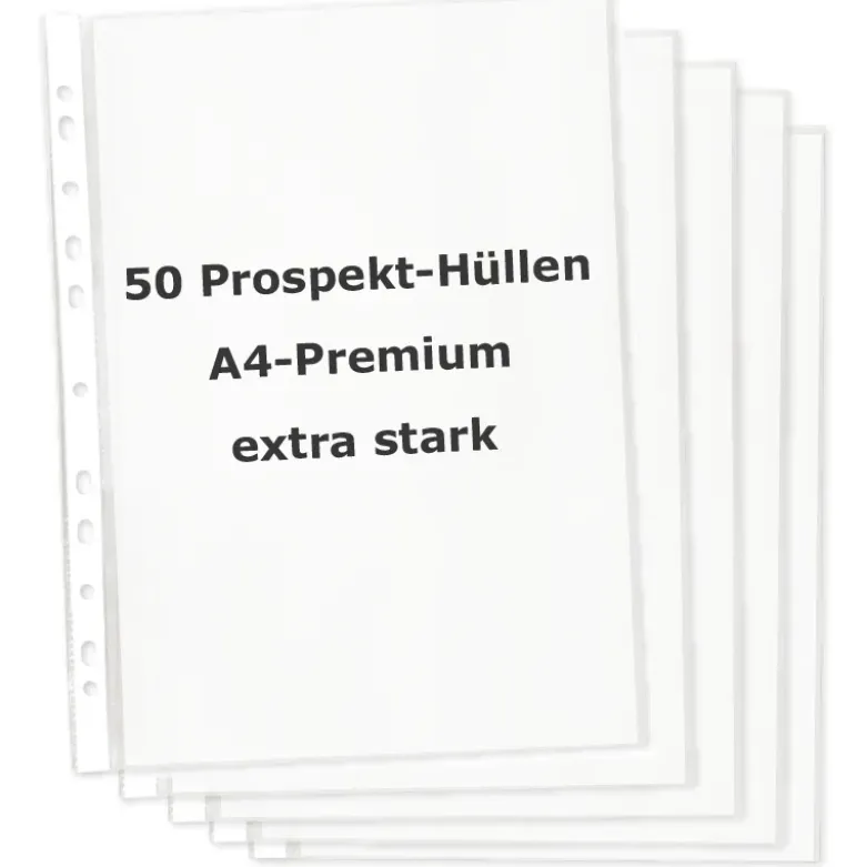 Prospekt-Hüllen A4 Premium, extra stark, 50 Stück