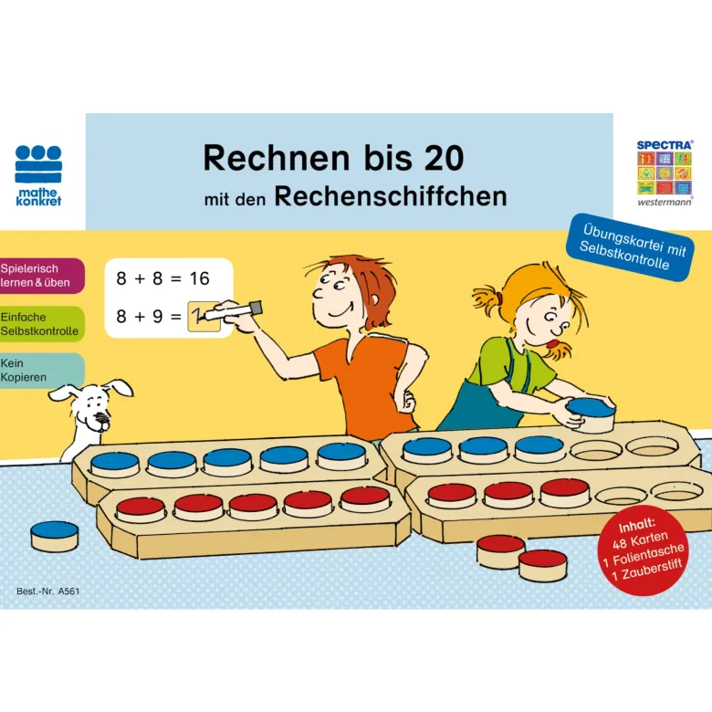 Rechnen bis 20 mit den Rechenschiffchen, Übungskartei