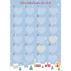 Rubbel-Adventskalender "Schnee und Herzen", 25-tlg.