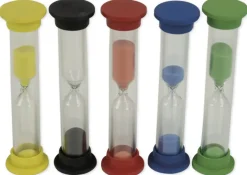 Sanduhren-Set mit Holzkappen 5-tlg., 10cm hoch, 2,5cm ø