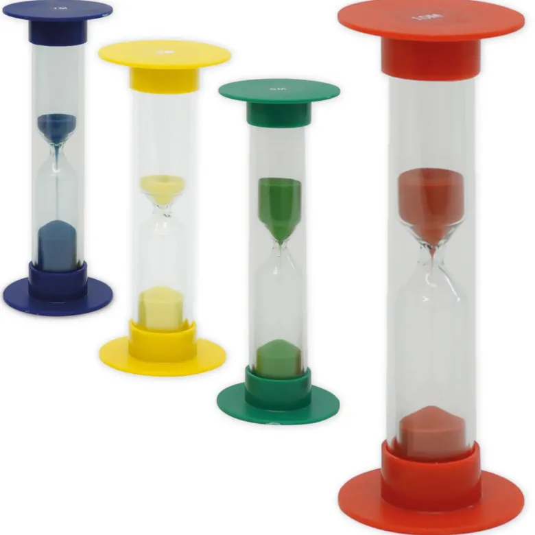 Sanduhren-Set 5-tlg., 10cm hoch, 2,5cm ø (1 Zeiteinheit)