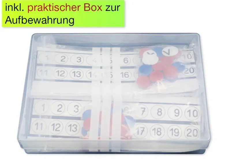Satz Rechenleisten/Plättchen-Sets Zahlenraum bis 20, in Box, 198-tlg.