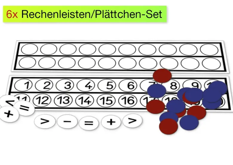 Satz Rechenleisten/Plättchen-Sets Zahlenraum bis 20, in Box, 198-tlg.
