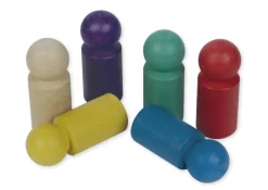 Satz Spielfiguren aus RE-Wood, farbig sortiert, 45 mm, 24 Stück