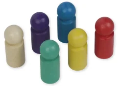Satz Spielfiguren aus RE-Wood, farbig sortiert, 45 mm, 24 Stück