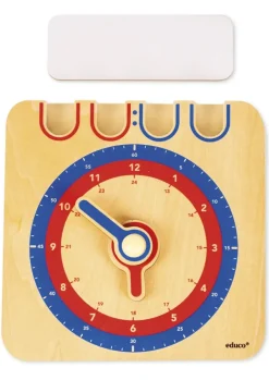 Schüler-Lern-Uhr 1-24 analog/digital, manuell, aus Holz