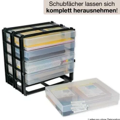 Schubladen-Block mit 5 Kunststoff-Boxen A4, stapelbar