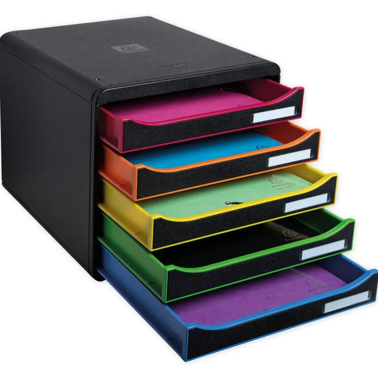 Schubladen-Box A4 "Regenbogen", Kunststoff mit 5 Schüben