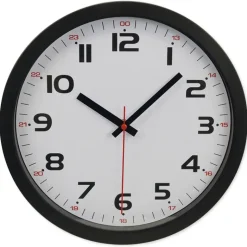 Schuluhr mit Quarzlaufwerk, schleichender Sekundenzeiger, 30,5 cm ø