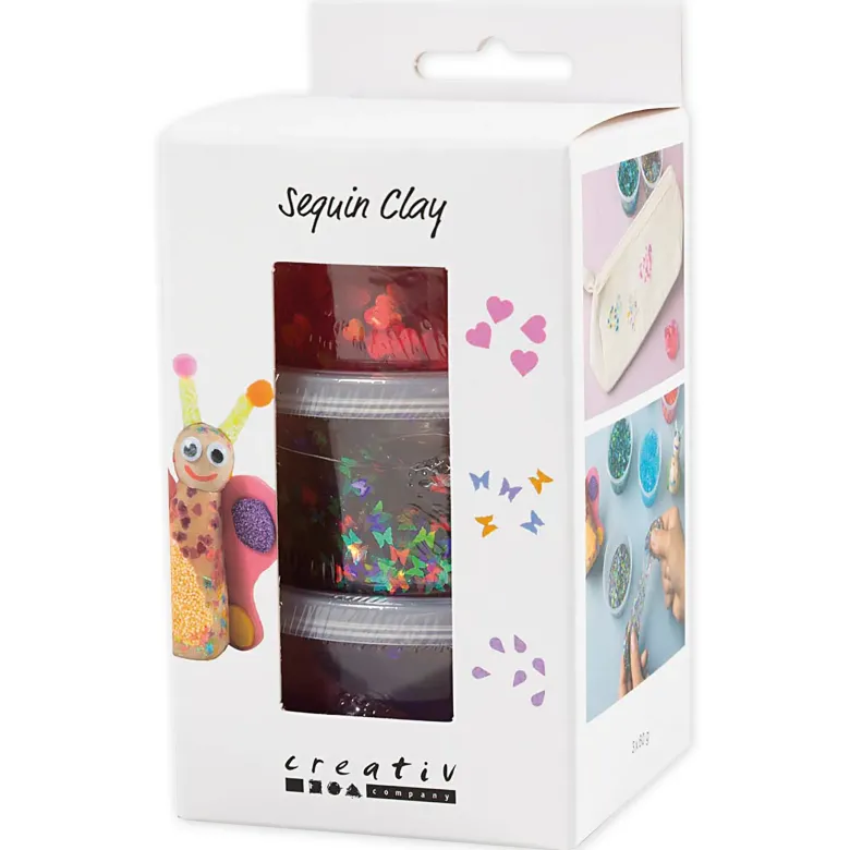 Sequin Clay Modelliermasse, 3x 60 g
