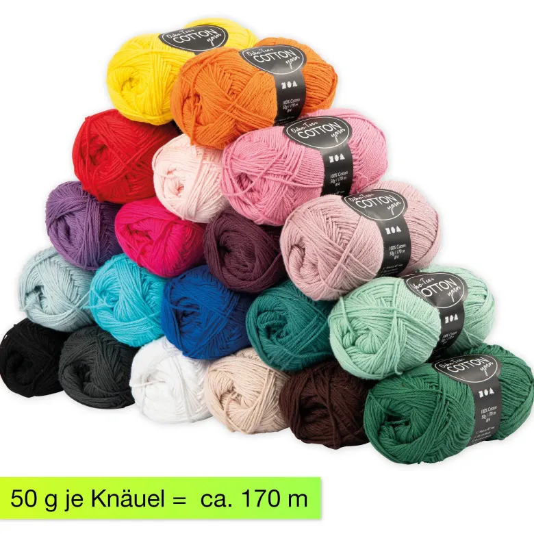Set Baumwoll-Garn, 20 Farben à 50 g