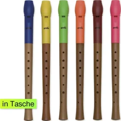 Set Blockflöte C-Sopran, bunt, deutsche Griffweise, 6 Stück jeweils in Tasche