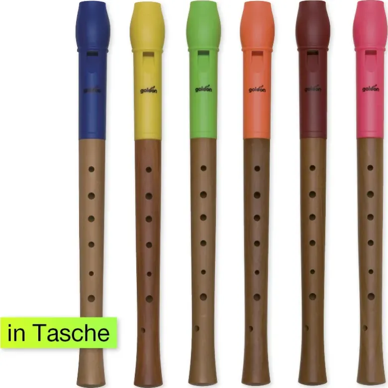 Set Blockflöte C-Sopran, bunt, deutsche Griffweise, 6 Stück jeweils in Tasche