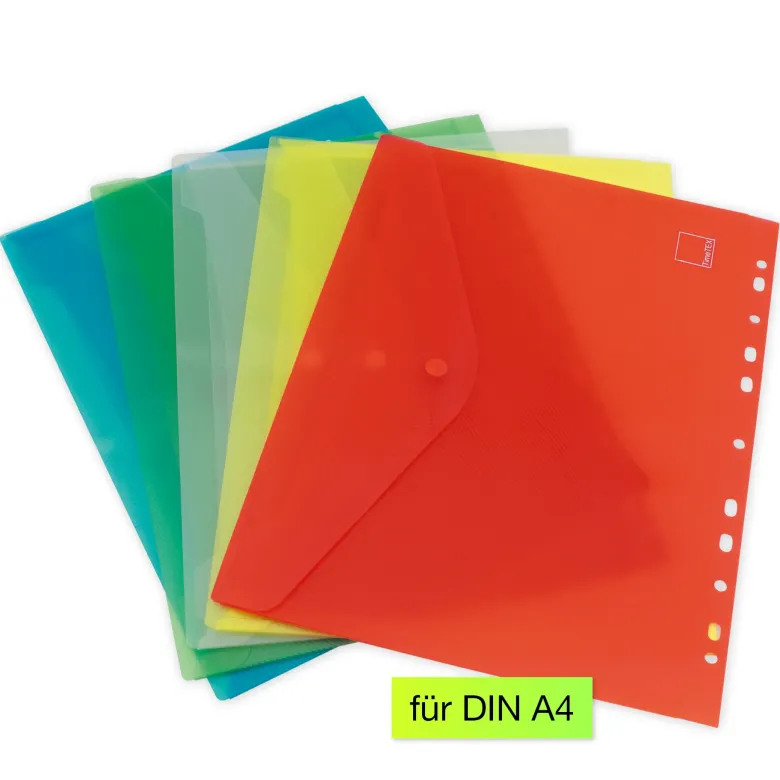 Set Dokumentenmappe A4 zum Abheften, 5-tlg., farbsortiert