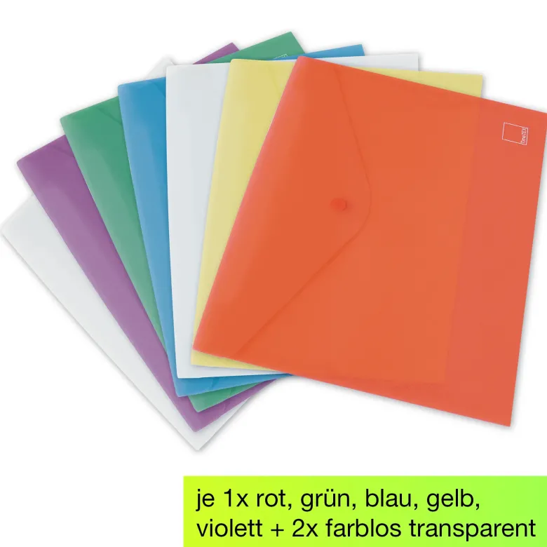 Set Dokumentenmappen A4, 7-tlg., farbsortiert