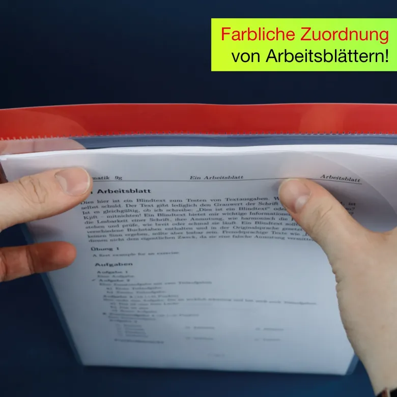 Set Einstecktaschen A4-Plus mit Farbstreifen, selbsthaftend, 5-tlg.