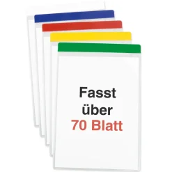 Set Einstecktaschen A4-Plus mit Farbstreifen, selbsthaftend, 5-tlg.