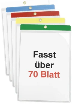 Set Einstecktaschen A4-Plus mit Farbstreifen, 5-tlg.