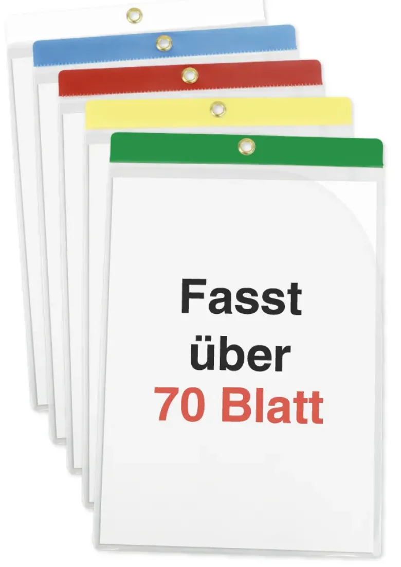 Set Einstecktaschen A4-Plus mit Farbstreifen, 5-tlg.