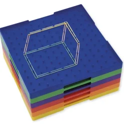 Set Geometrie-Bretter doppelseitig (11x11 Stifte), 23x23 cm, bunt, 6-tlg.