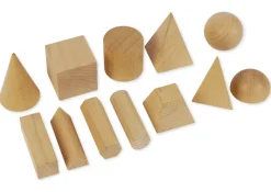 Set Geometrie-Körper aus Holz, 12-tlg. mit Beutel