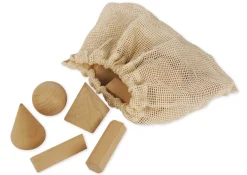 Set Geometrie-Körper aus Holz, 12-tlg. mit Beutel